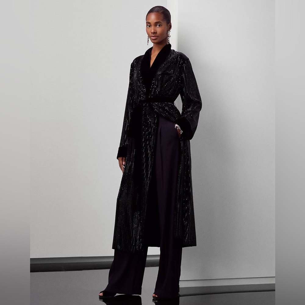 Ralph Lauren Collection Sullivan Embellished Velvet Robe-Coat